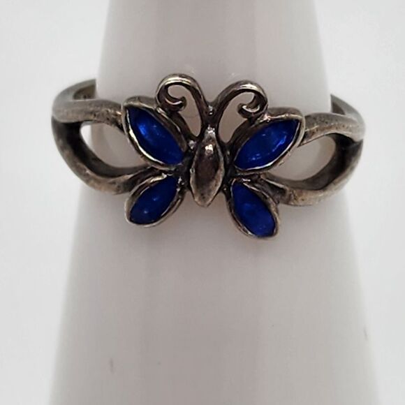 Nevada Silver Mine Sterling Silver Blue Butterfly Toe Ring - Picture 1 of 7